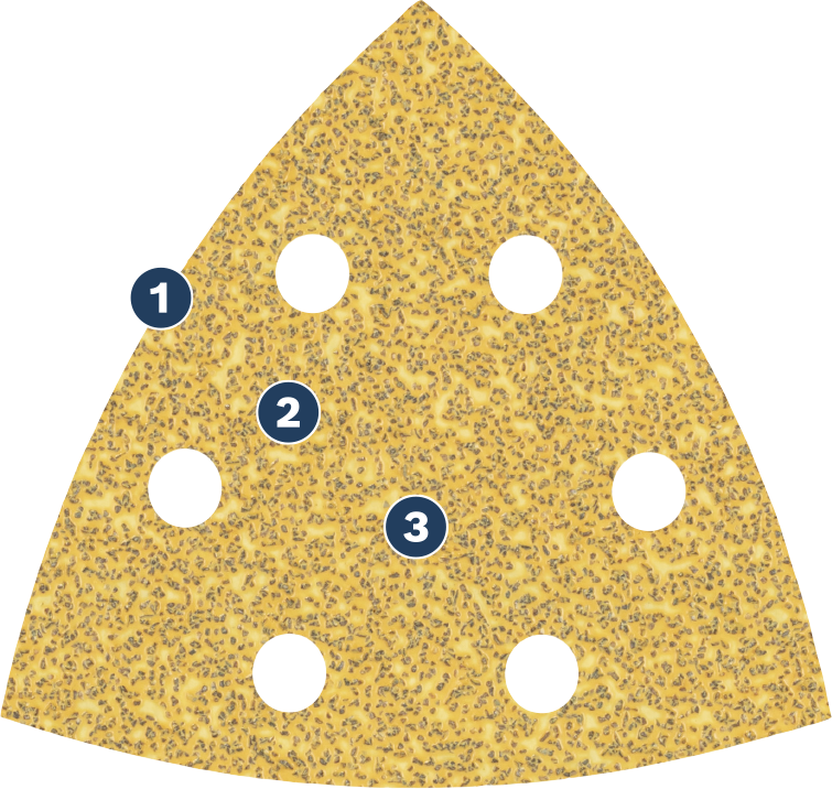 Bosch triangulärt slippapper med ventilationshål.