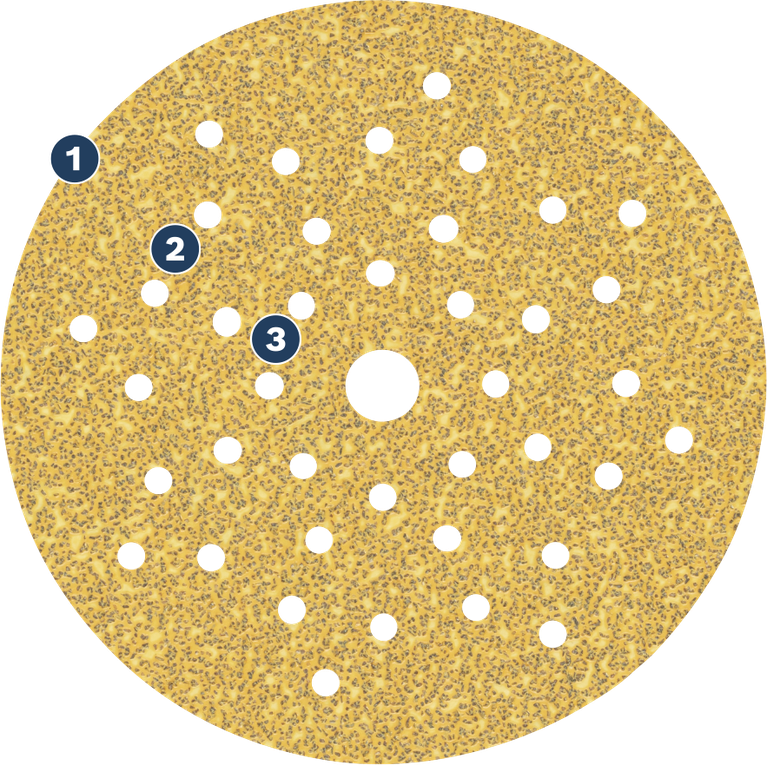 Disco de lixa Bosch com sistema de extração de pó com múltiplos furos.