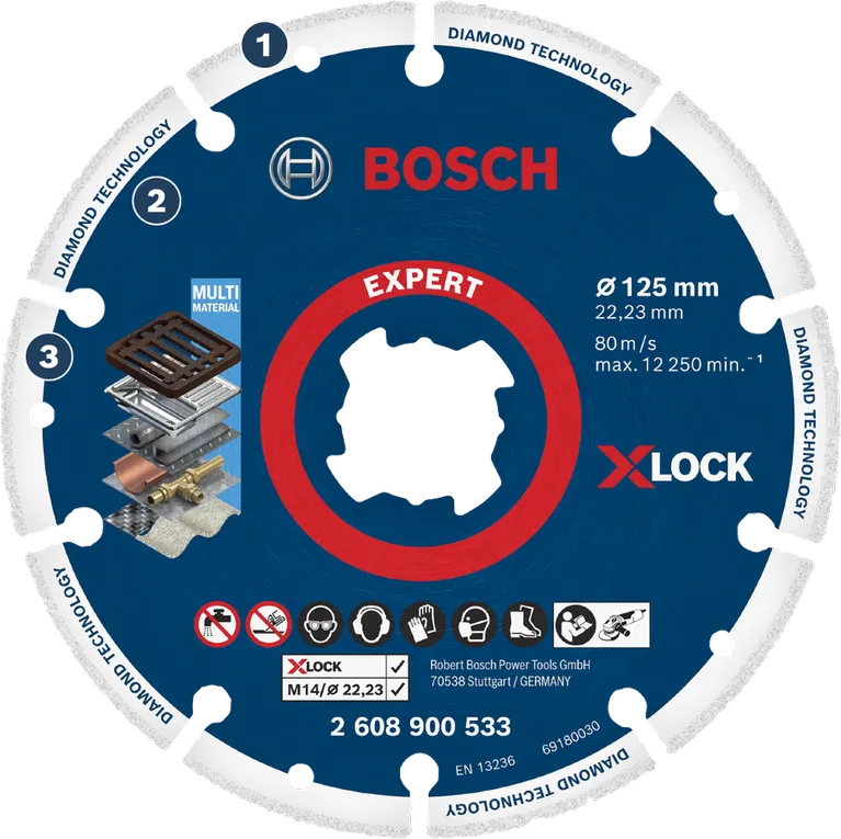 Víceúčelový diamantový řezný kotouč Bosch Expert X-LOCK.