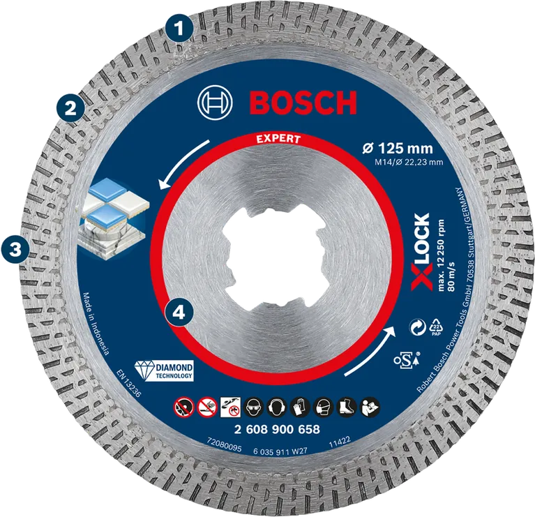 Disque de découpe diamant Bosch Expert pour carrelage et céramique.
