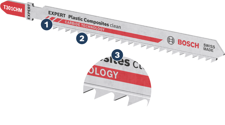 شفرة المنشار الكهربائي Bosch T301CHM لقطع نظيفة في البلاستيك.
