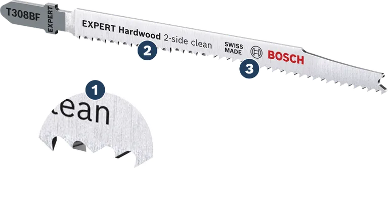 Lama per seghetto alternativo Bosch EXPERT Hardwood con pulizia su 2 lati.
