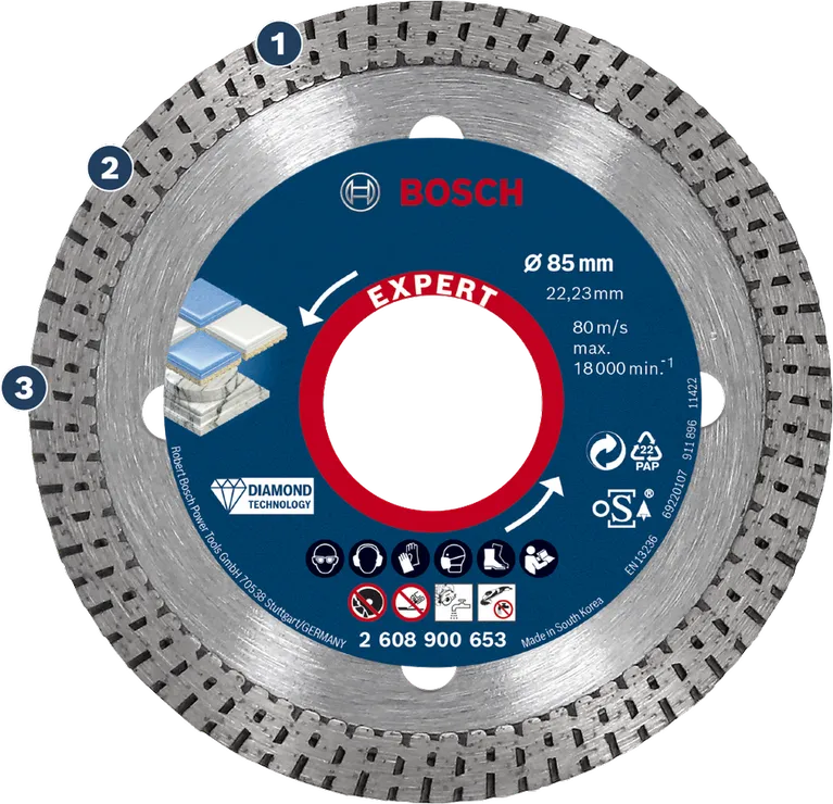 Bosch Expert diamond cutting disc for tile and stone.