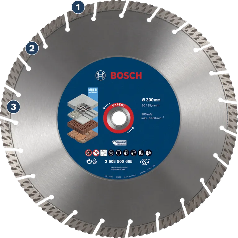 Bosch Expert diamantskæreskive til mange forskellige materialer.