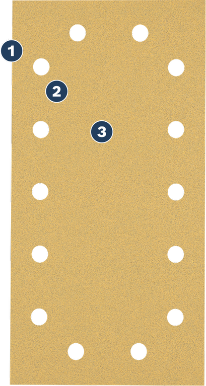 Bosch sanding sheet with multiple dust extraction holes.