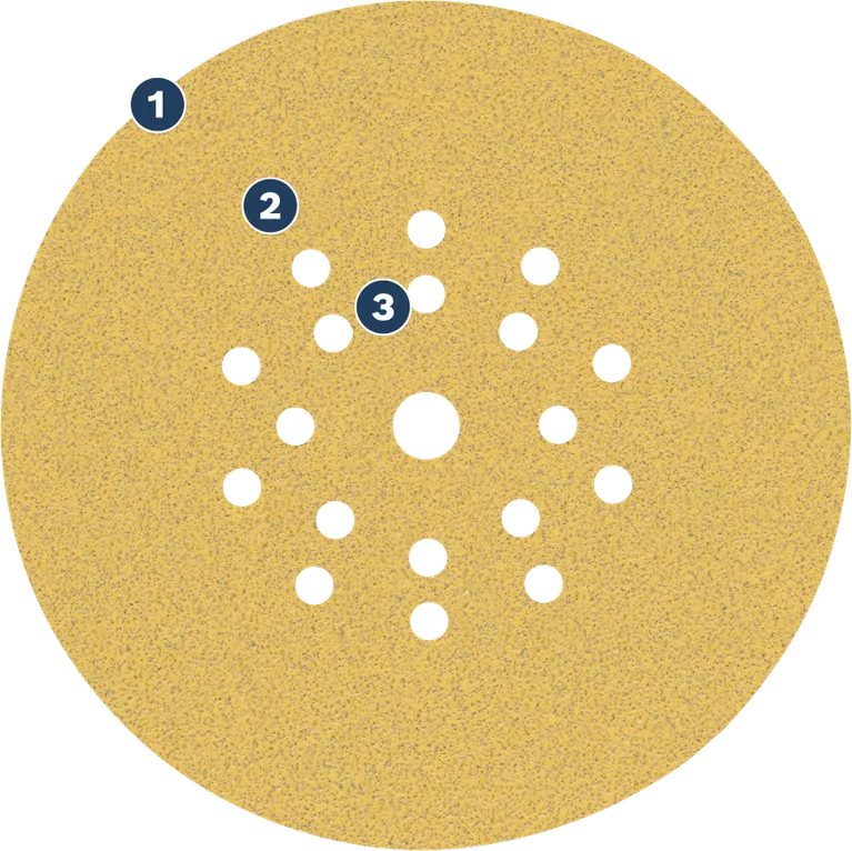 Disco de lixa Bosch com múltiplos orifícios para extração de pó.