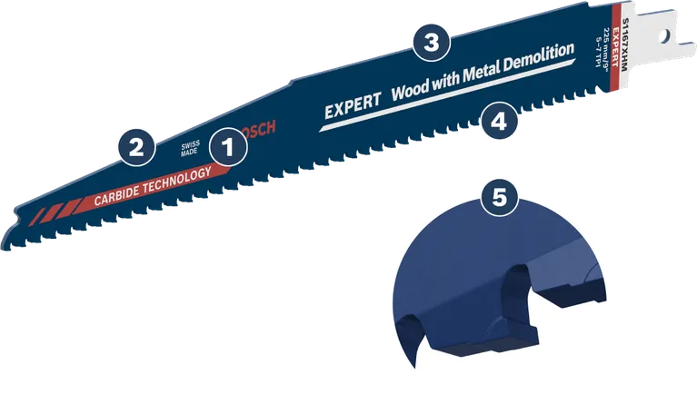 Bosch EXPERT Wood with Metal Demolition saw blade.