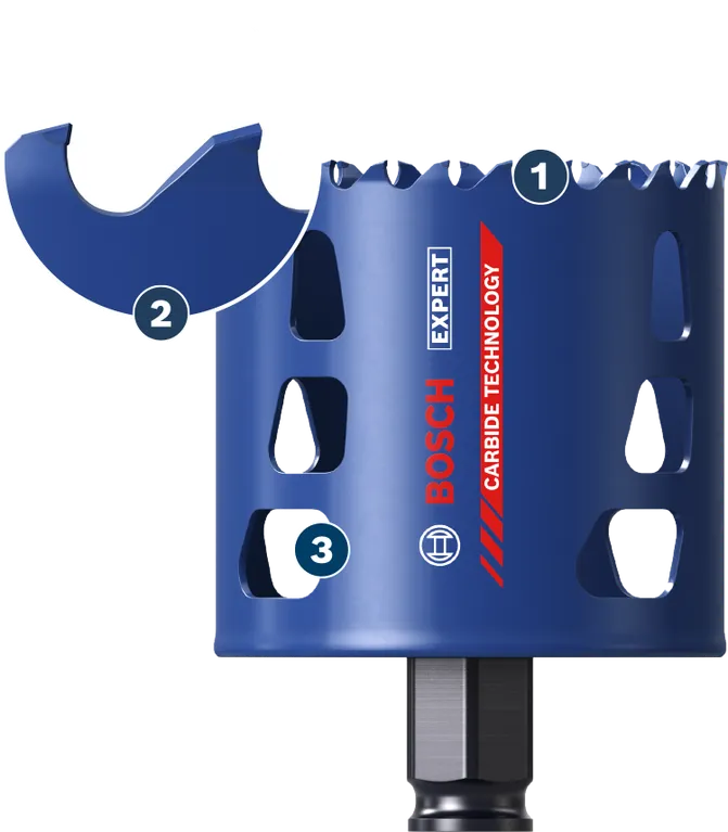 Sega a tazza con tecnologia al carburo Bosch Expert per materiali resistenti.