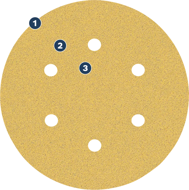 Bosch sanding disc with 8 dust extraction holes.