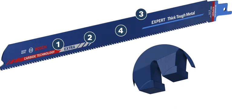 Bosch Expert Thick Tough Metal reciprocating saw blade.