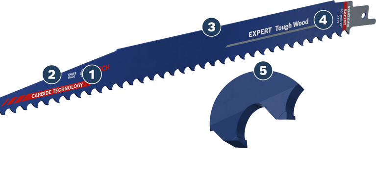 Пильне полотно Bosch EXPERT Tough Wood для зворотно-поступальної пилки з твердосплавними зубцями.