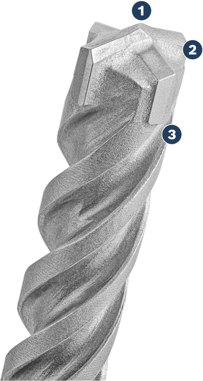 Bosch SDS plus-5X drill bit with multi-cutter tip.