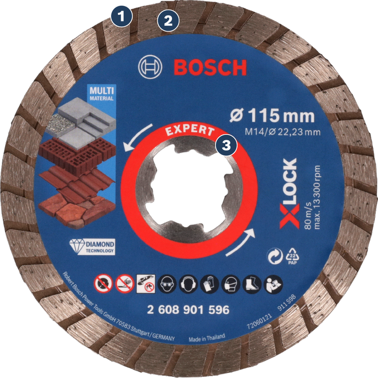 Disque de découpe diamant multi-matériaux Bosch Expert X-LOCK.