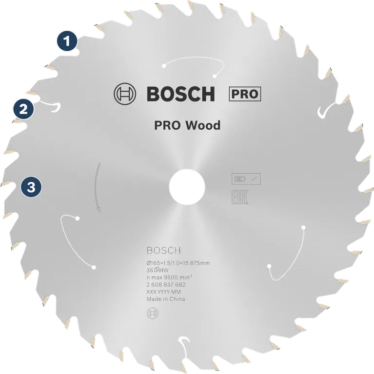 Bosch PRO Wood circular saw blade for wood cutting.