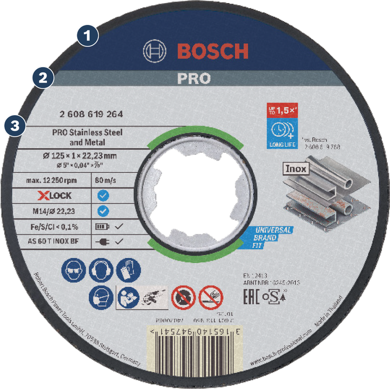 Bosch PRO kapskiva i rostfritt stål och metall.
