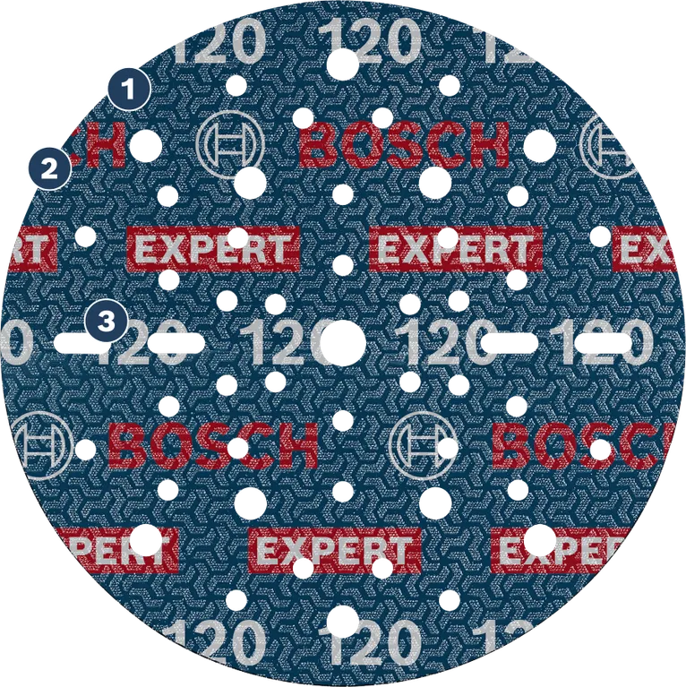 Bosch EXPERT slipskiva 120 korn med flera hål.