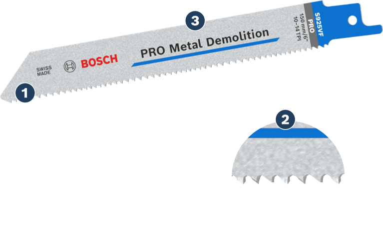 Bosch PRO Metal Demolition S925VF reciprocating saw blade.