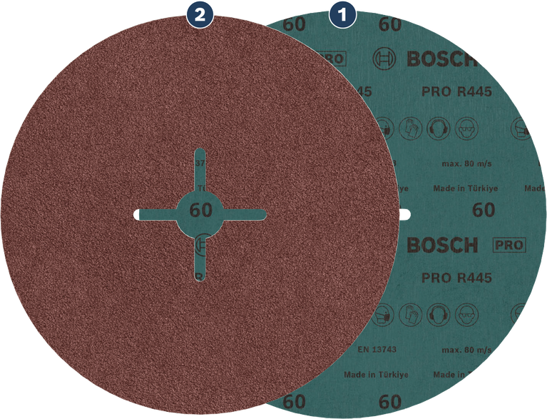 Brusný kotouč Bosch PRO R445 s vlákny, zrnitost 60.