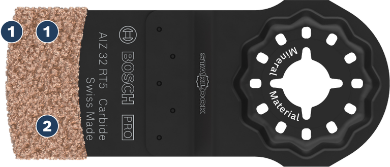 Hoja de carburo para multiherramienta Bosch PRO AIZ 32 RT5, 32 mm de ancho.