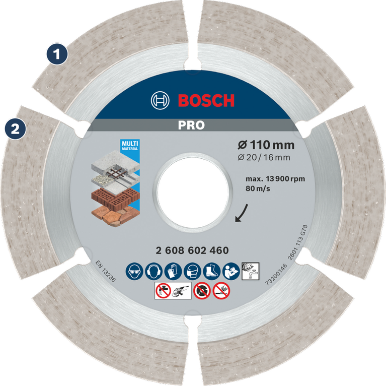 Bosch PRO Multi Material Diamond Disc 110x12 mm.