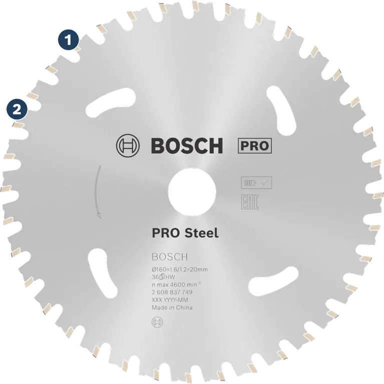 Bosch PRO Steel circular saw blade for cutting metal.