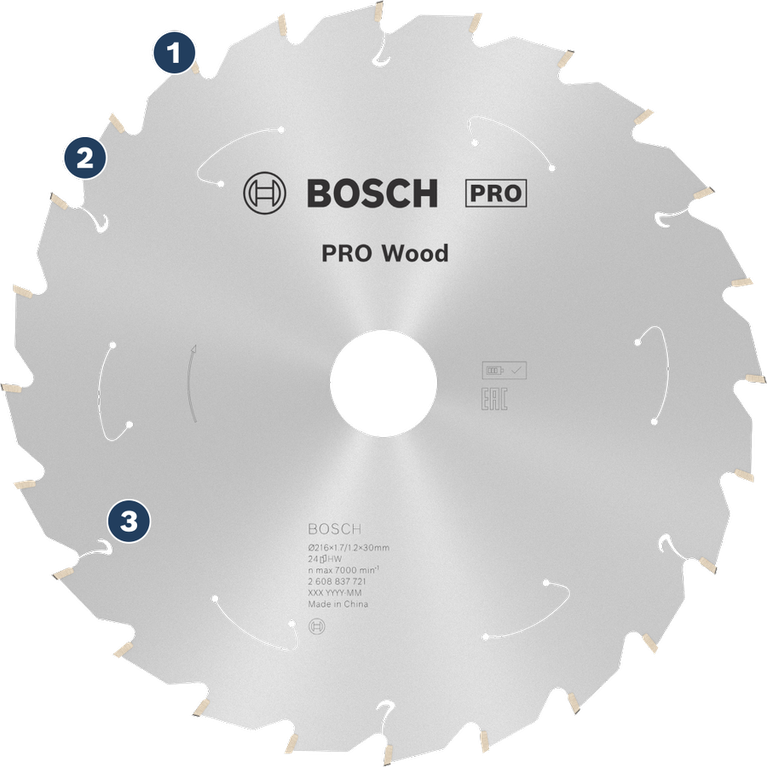 Bosch PRO Wood circular saw blade for wood cutting.