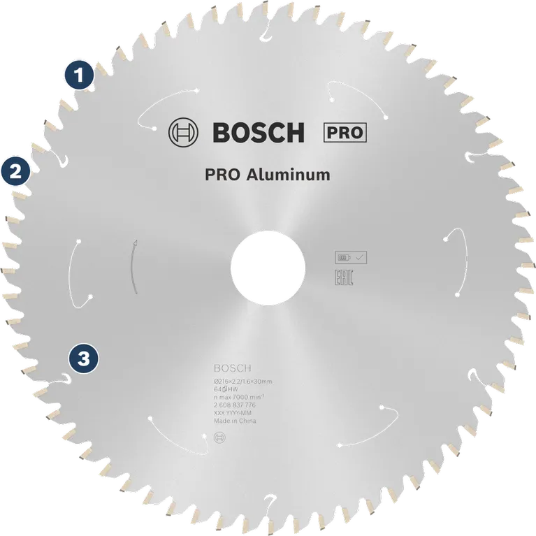 Bosch PRO Aluminum circular saw blade for metal cutting.