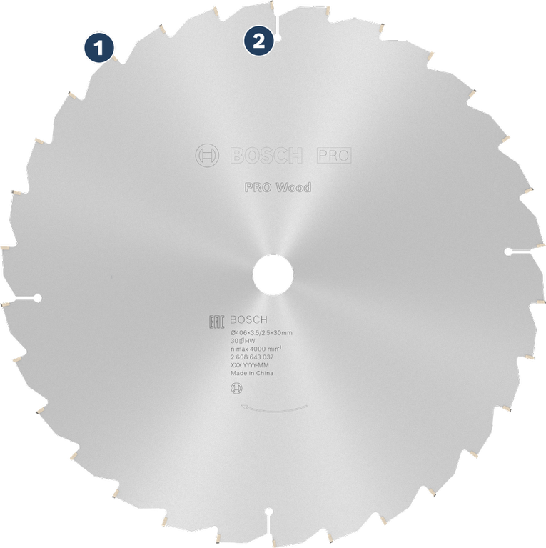Bosch PRO Wood circular saw blade for wood cutting.