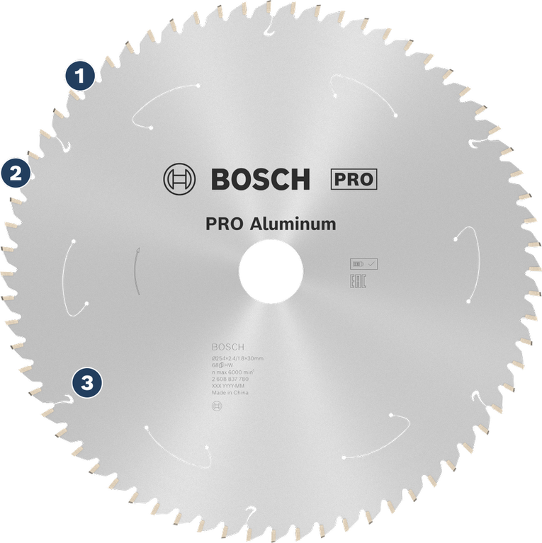 Lame de scie circulaire Bosch PRO en aluminium pour la découpe du métal.