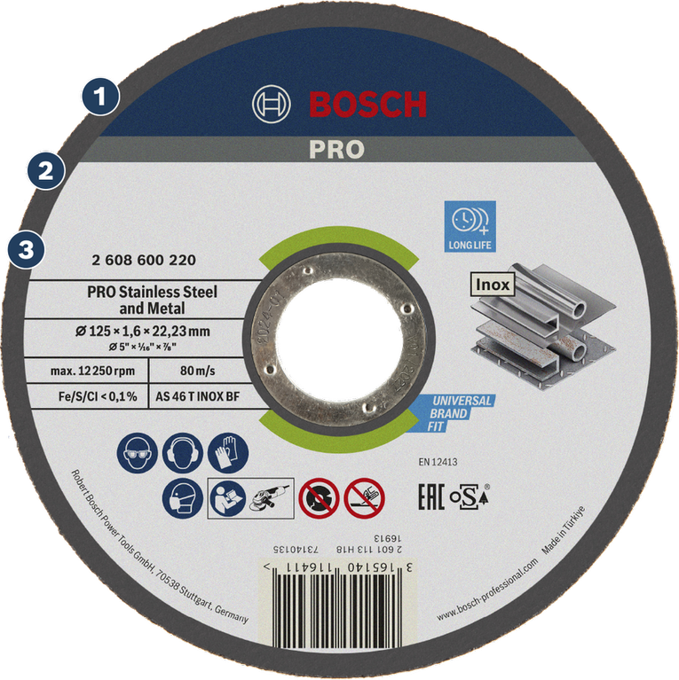 Bosch PRO stainless steel and metal cutting disc.