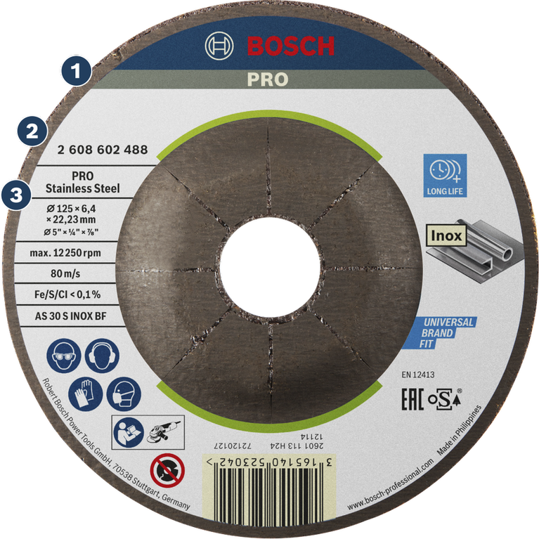 Δίσκος κοπής από ανοξείδωτο χάλυβα Bosch Pro για γωνιακούς λειαντήρες.