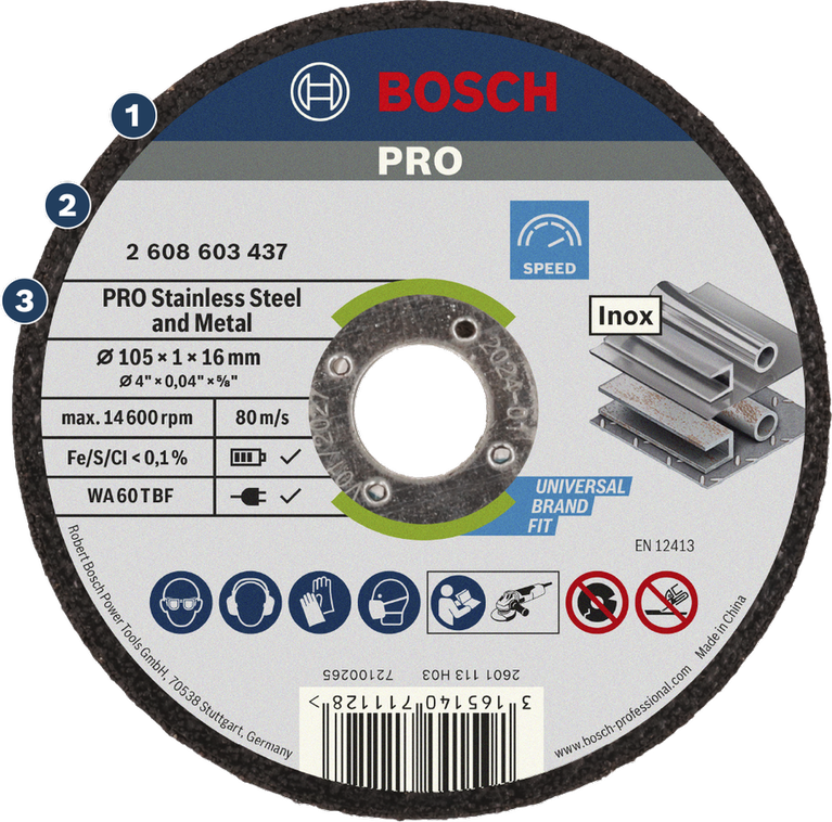 Bosch PRO stainless steel and metal cutting disc.