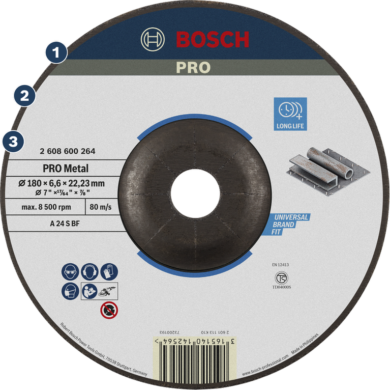Bosch PRO Metal cutting disc for long life and universal fit.