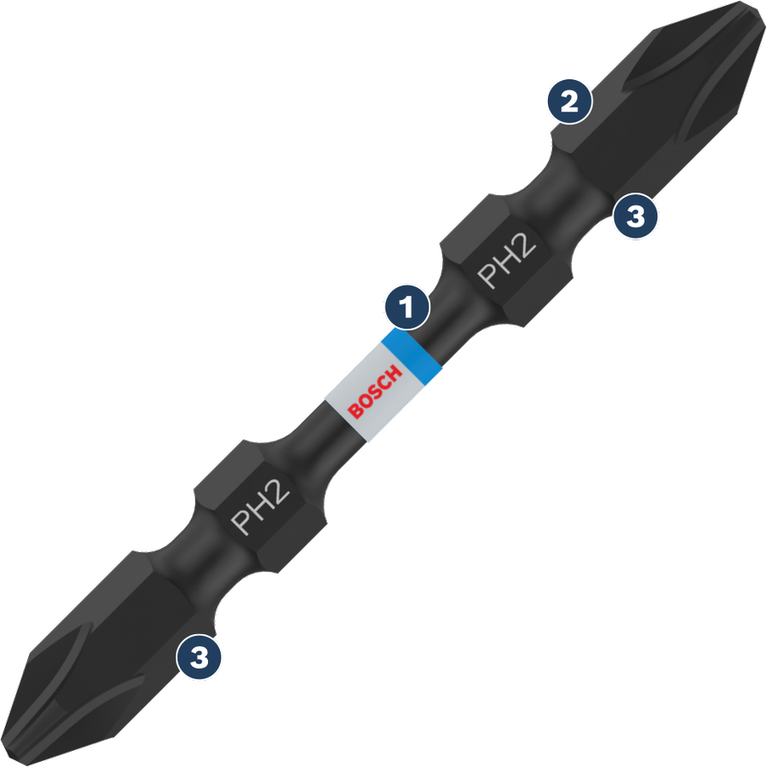 Embout de tournevis Bosch PH2 à double extrémité.