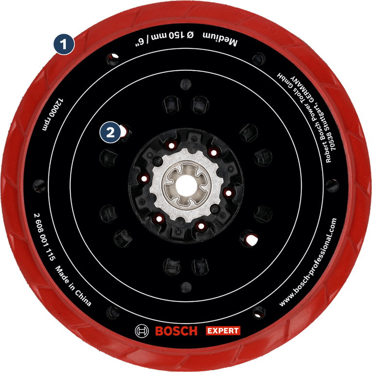 Bosch Expert Spider bagskive med rød kant til slibere.