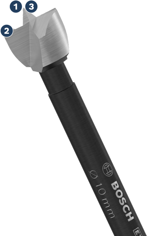 Bosch 10mm Spider Forstner drill bit for precise wood drilling.