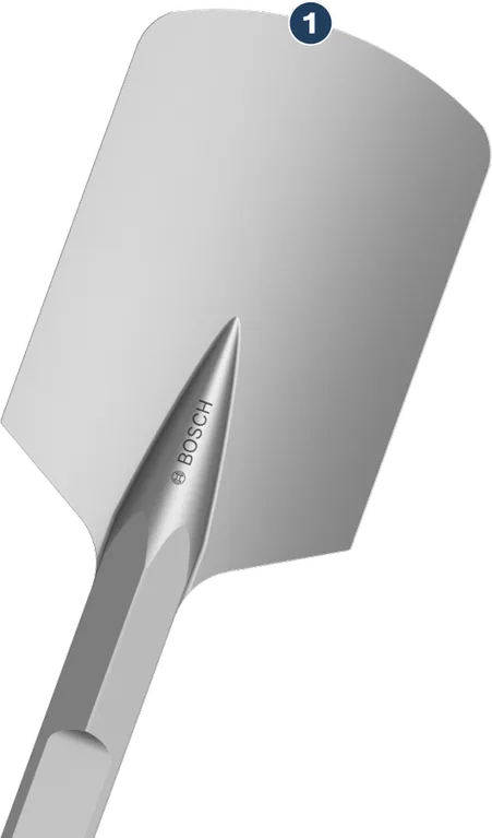 Bosch PRO HEX 28-4C spade chisel with rounded blade.