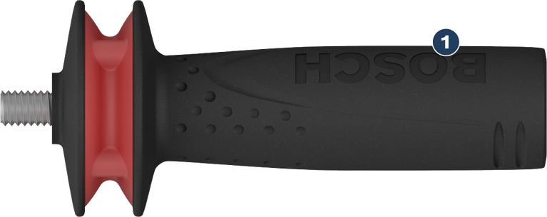 Bosch auxiliary handle with vibration control for angle grinders.