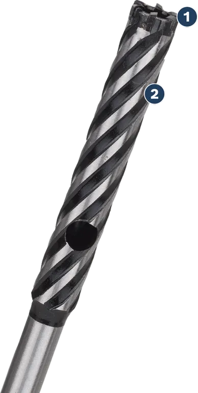 Bosch rotary hammer drill bit with spiral flute.