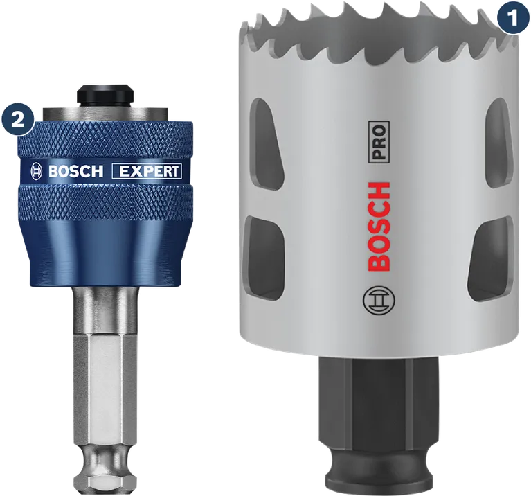 Juego de sierra de corona y mandril de cambio rápido Bosch .