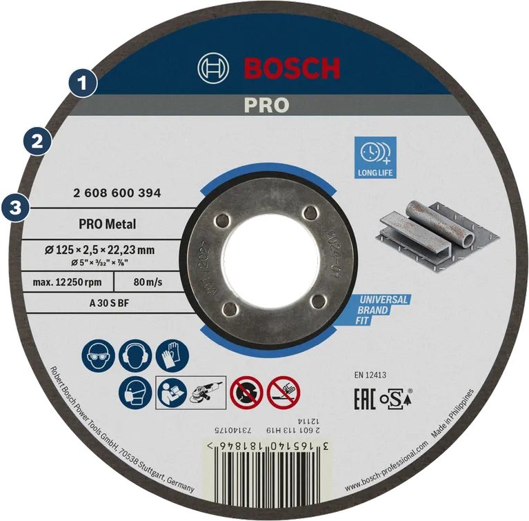 Δίσκος κοπής μετάλλου Bosch PRO για μεταλλικές κατασκευές γενικής χρήσης.