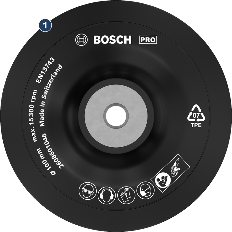 Bosch PRO Backing Pad Soft 100 mm for angle grinders.