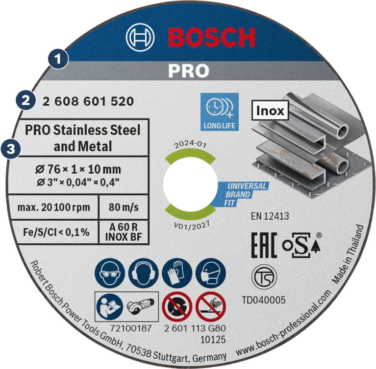 Bosch PRO griešanas disks nerūsējošajam tēraudam un metālam 76x1x10mm.
