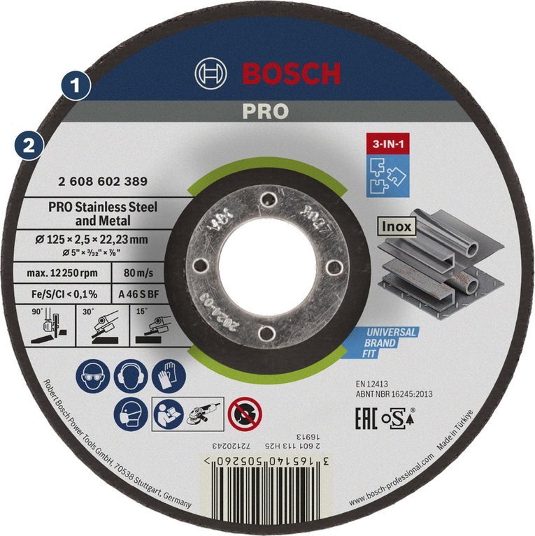 Bosch PRO stainless steel and metal cutting disc.