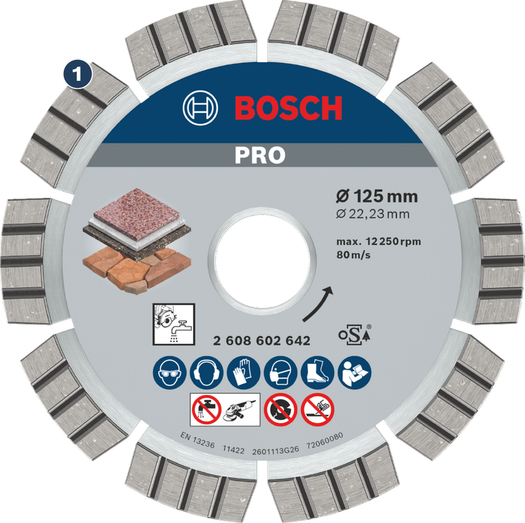 Bosch segmented diamond cutting disc for stone and concrete.