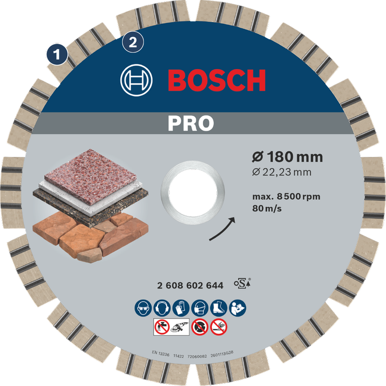 Bosch PRO diamond cutting disc for stone and concrete.