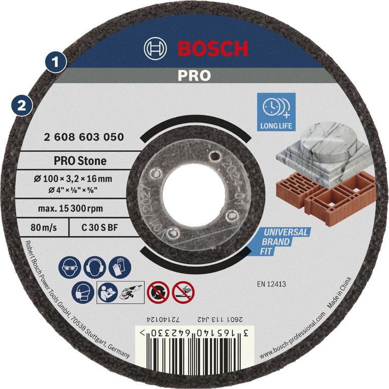 Bosch PRO Stone Cutting Disc 100 x 3.2 x 22.23 mm.