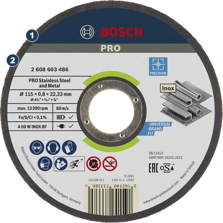 Disco da taglio per acciaio inox e metallo Bosch PRO.