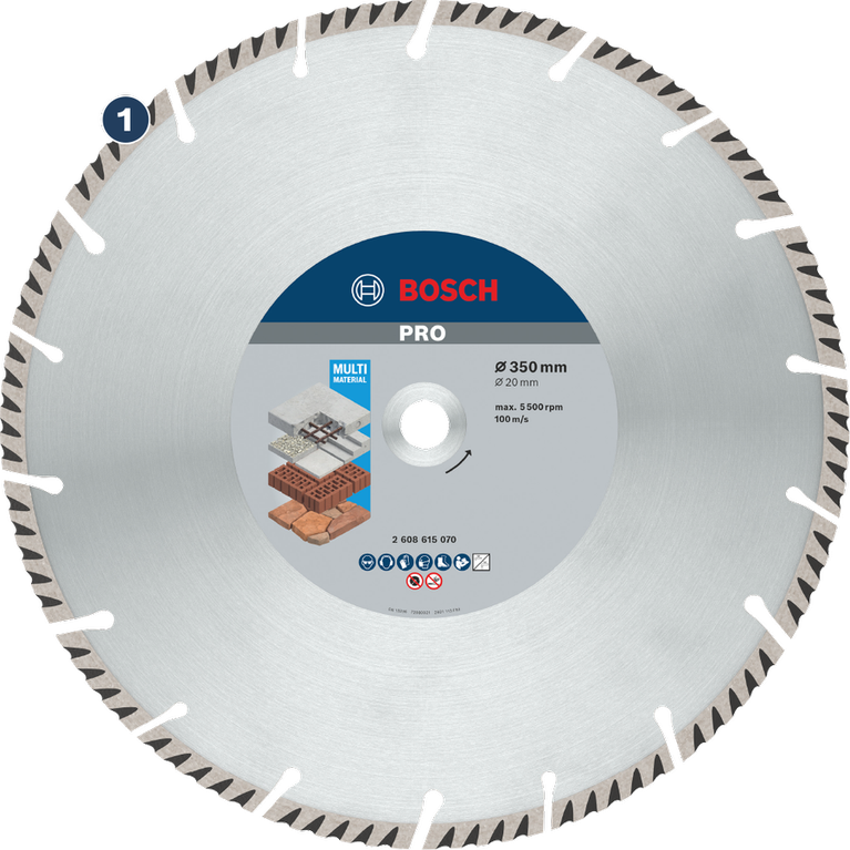 قرص القطع الماسي من Bosch للاستخدام مع مواد متعددة.