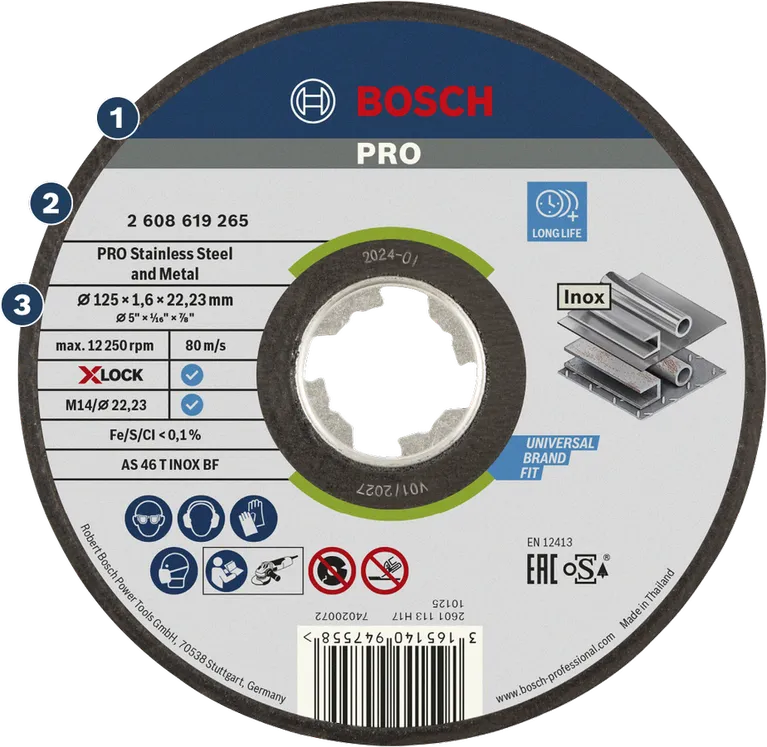 Bosch PRO stainless steel and metal cutting disc.
